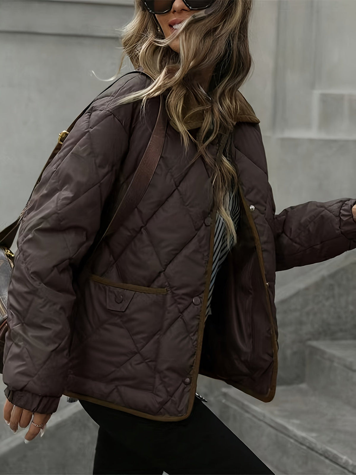 Camille - Doudoune Chic Matelassée Col Contrasté