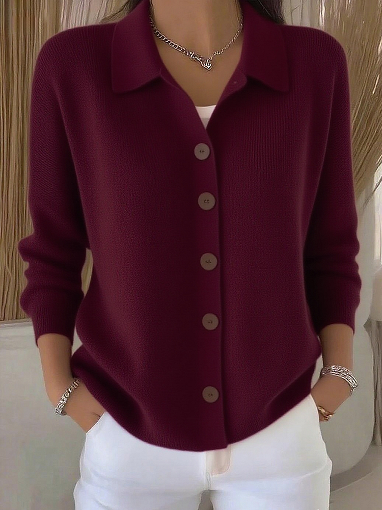 Delphine | Cardigan Élégant Maille Col Polo