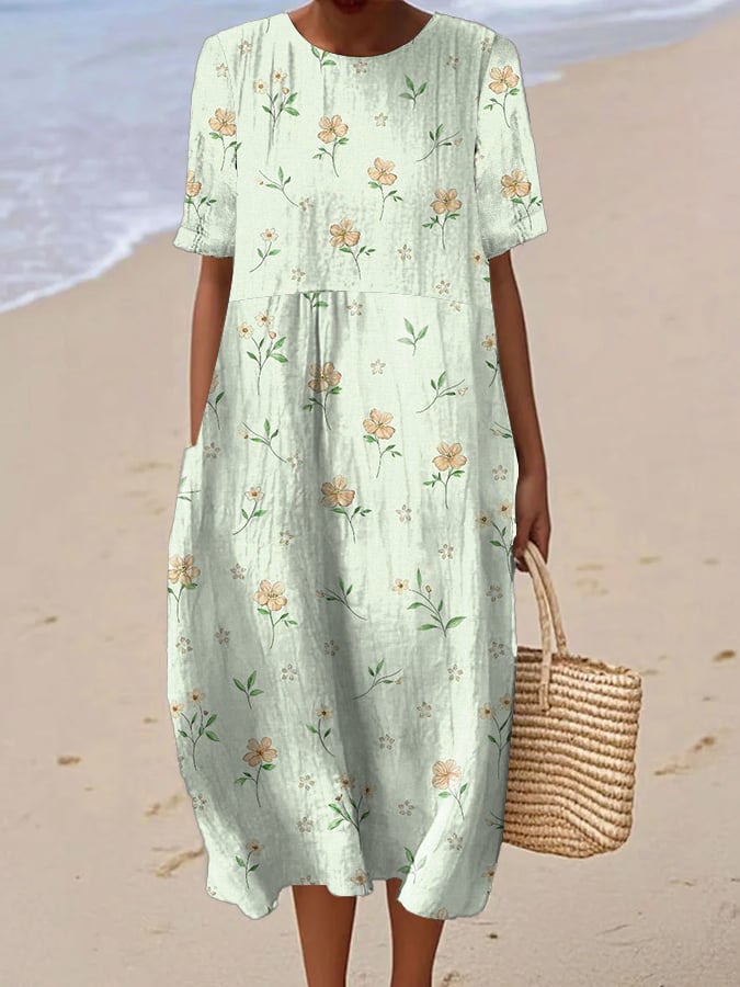 Robe Femme Imprimée Fleurs Manches Courtes - Zara