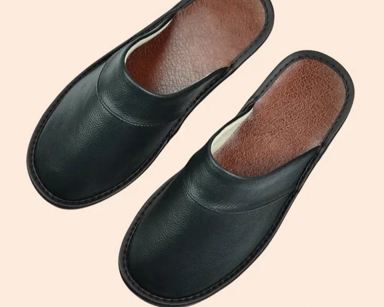 Ivan - Chaussons Cuir Confortables Homme