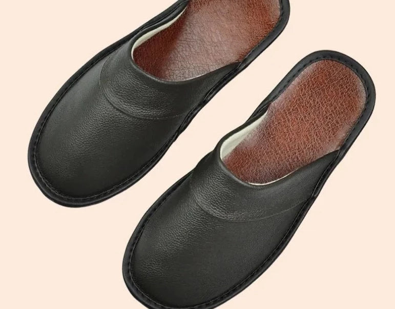Ivan - Chaussons Cuir Confortables Homme