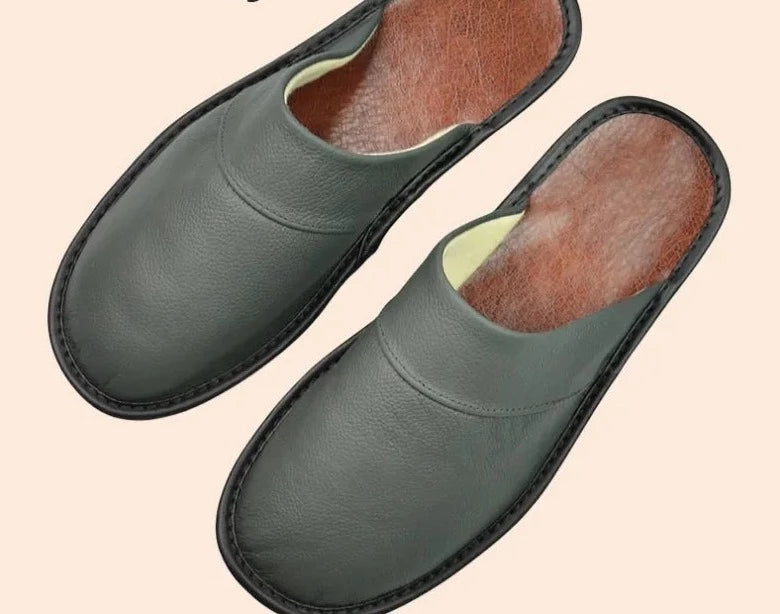 Ivan - Chaussons Cuir Confortables Homme
