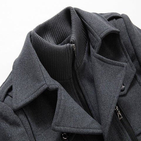 Laurent - Manteau Élégant Long Col Montant
