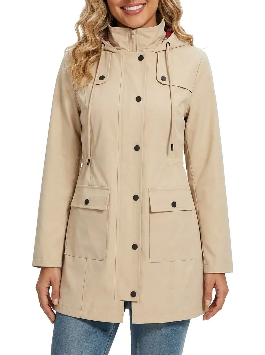 Sylvie - Imperméable Élégant Capuche Poches