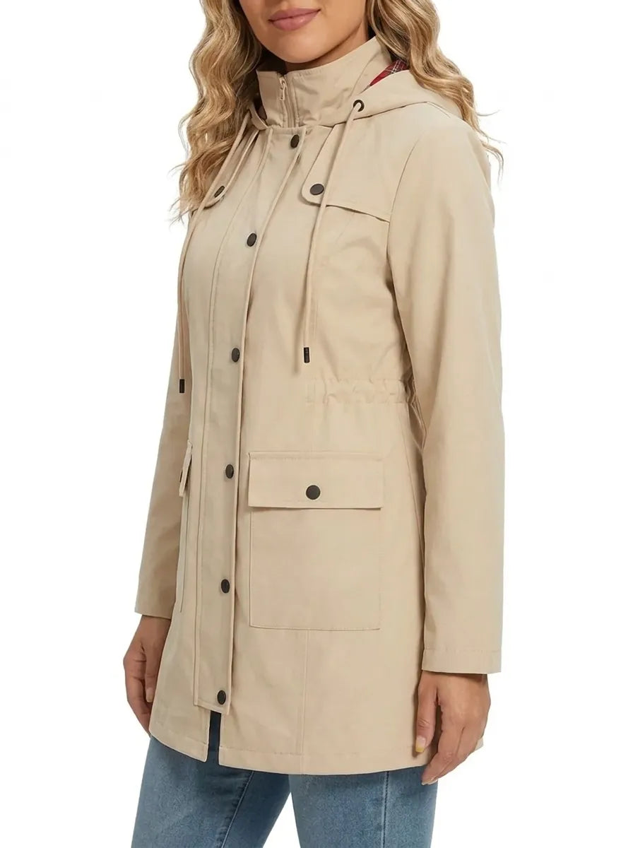 Sylvie - Imperméable Élégant Capuche Poches