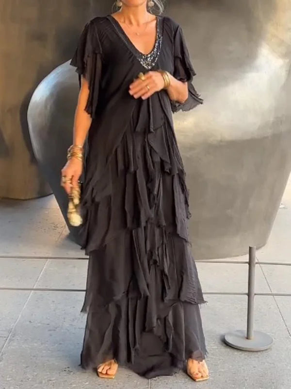 Robe Longue Femme Bohème à Volants - Camille