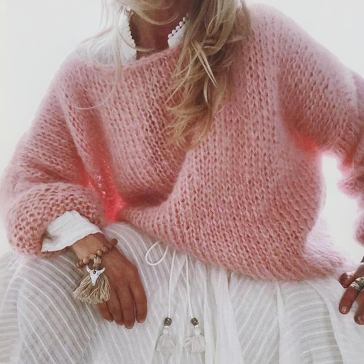 Marguerite - Pull Élégant Oversize Grosse Maille
