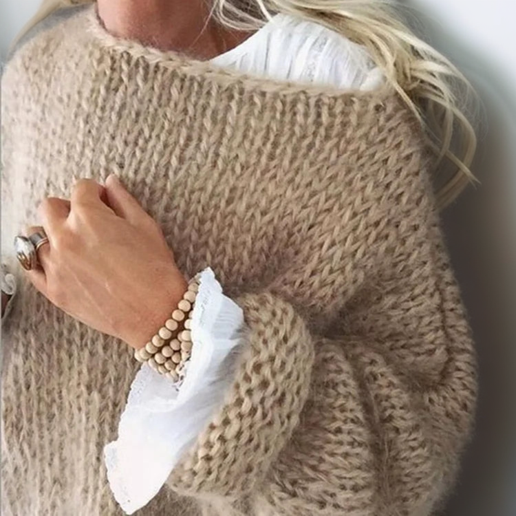 Marguerite - Pull Élégant Oversize Grosse Maille