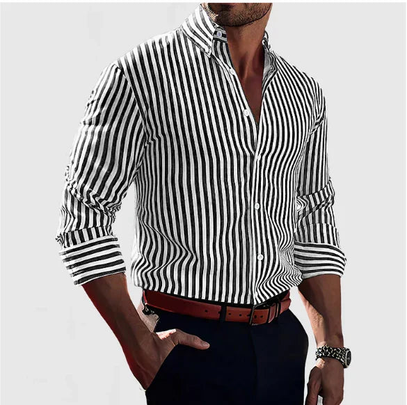 Rocco - Chemise Rayée Manches Longues Slim Fit Chic Homme