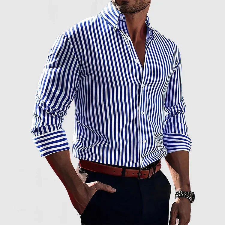 Rocco - Chemise Rayée Manches Longues Slim Fit Chic Homme