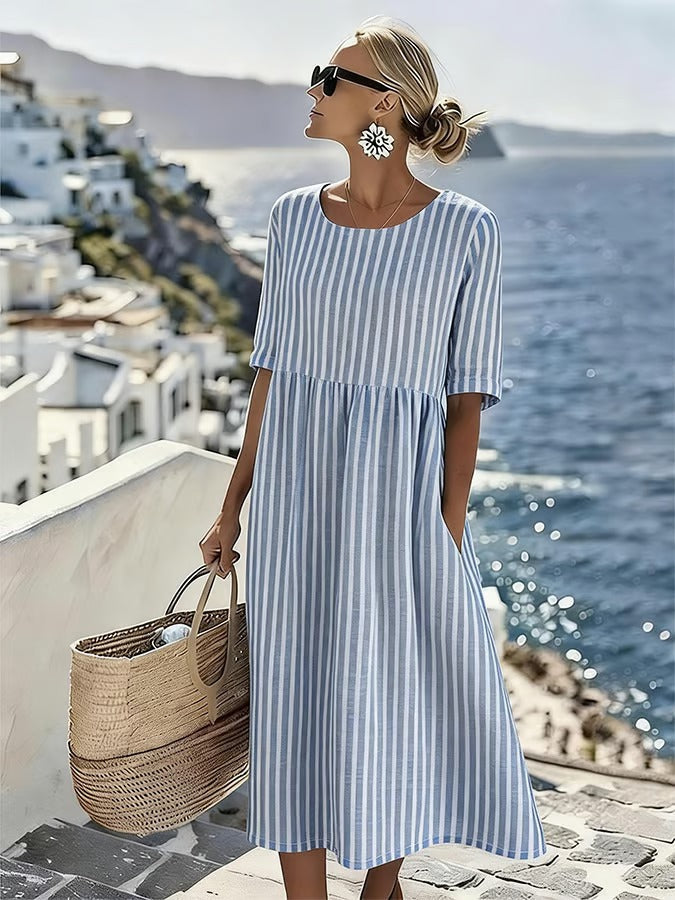 Robe midi femme rayée d'été - Inès