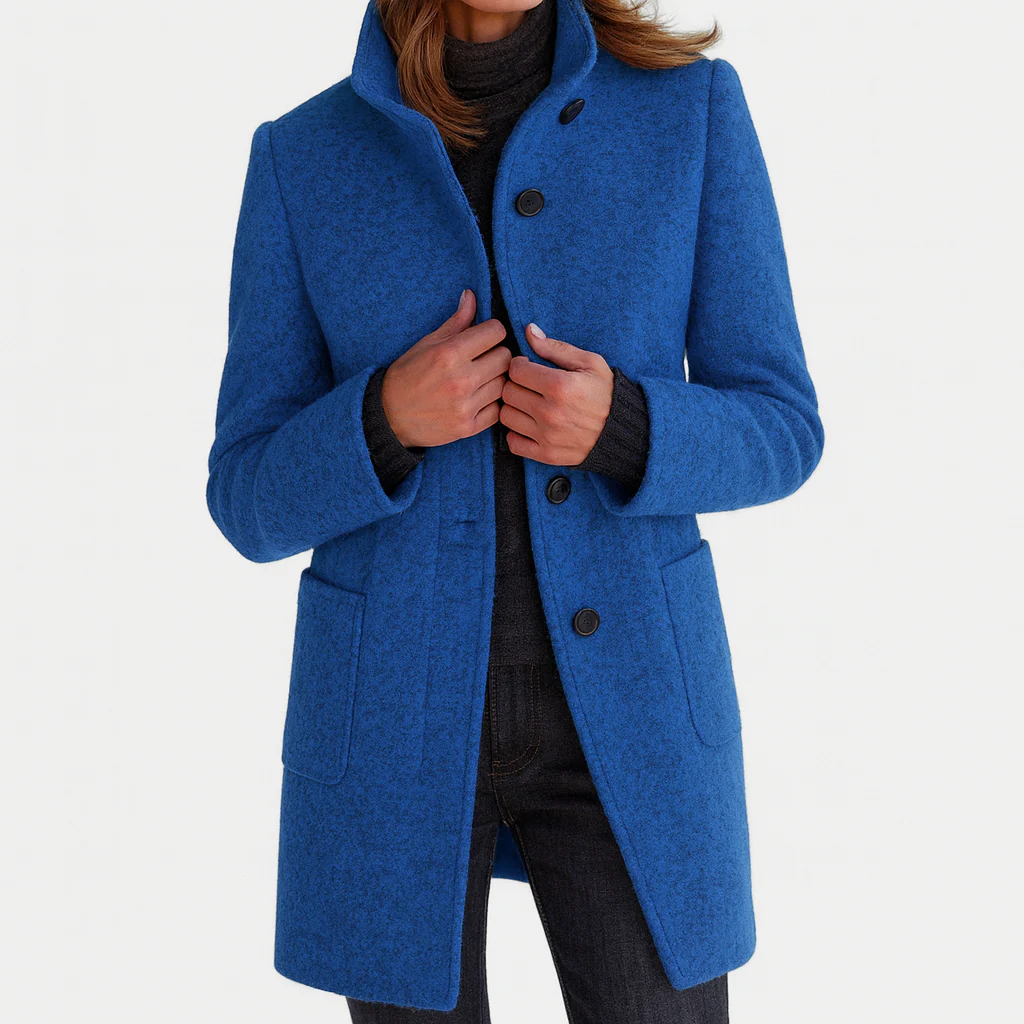 Marguerite | Manteau Élégant Mi-Long Col Montant