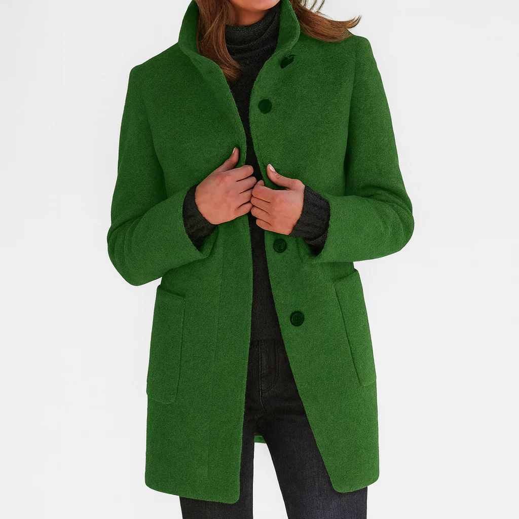 Marguerite | Manteau Élégant Mi-Long Col Montant