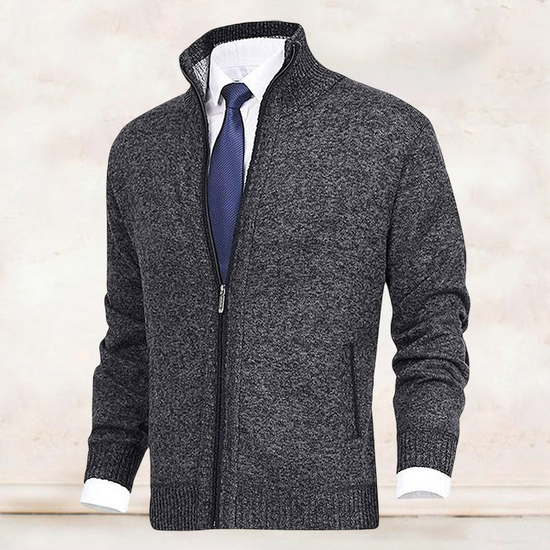 Laurent - Cardigan Élégant Col Montant Zippé