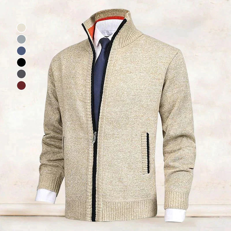 Laurent - Cardigan Élégant Col Montant Zippé