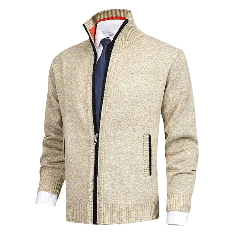Laurent - Cardigan Élégant Col Montant Zippé