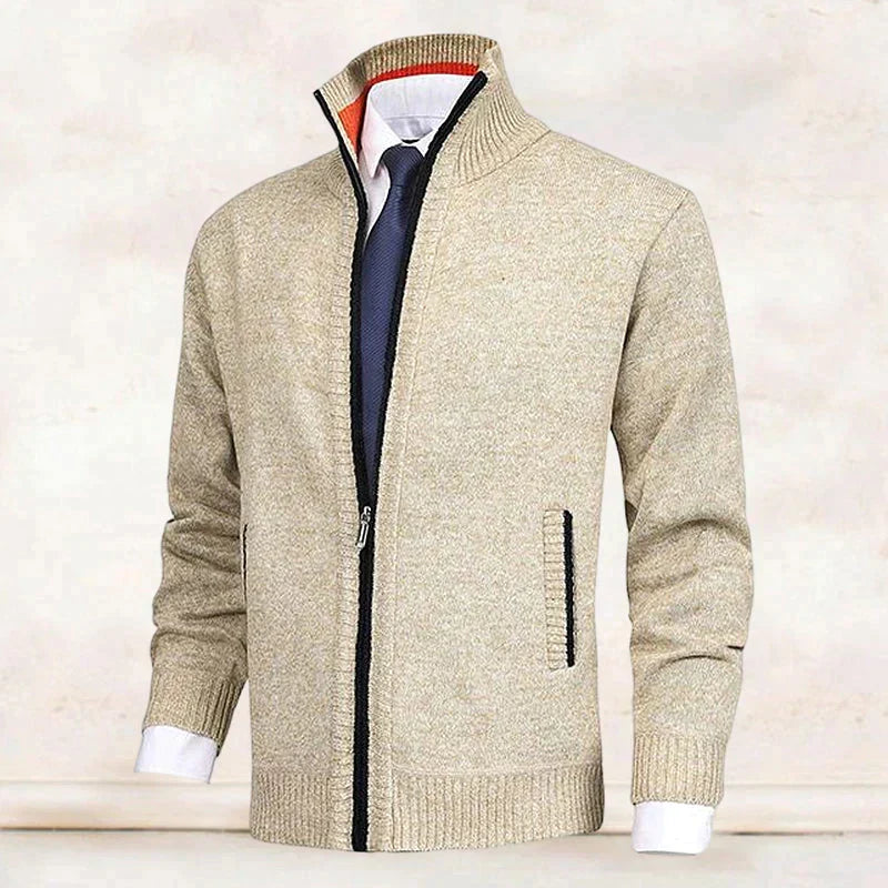 Laurent - Cardigan Élégant Col Montant Zippé