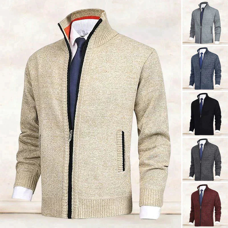 Laurent - Cardigan Élégant Col Montant Zippé