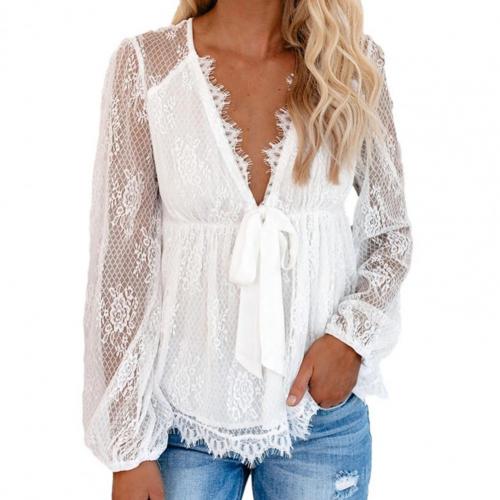 Charlotte - Blouse Dentelle Col V Élégante Femme