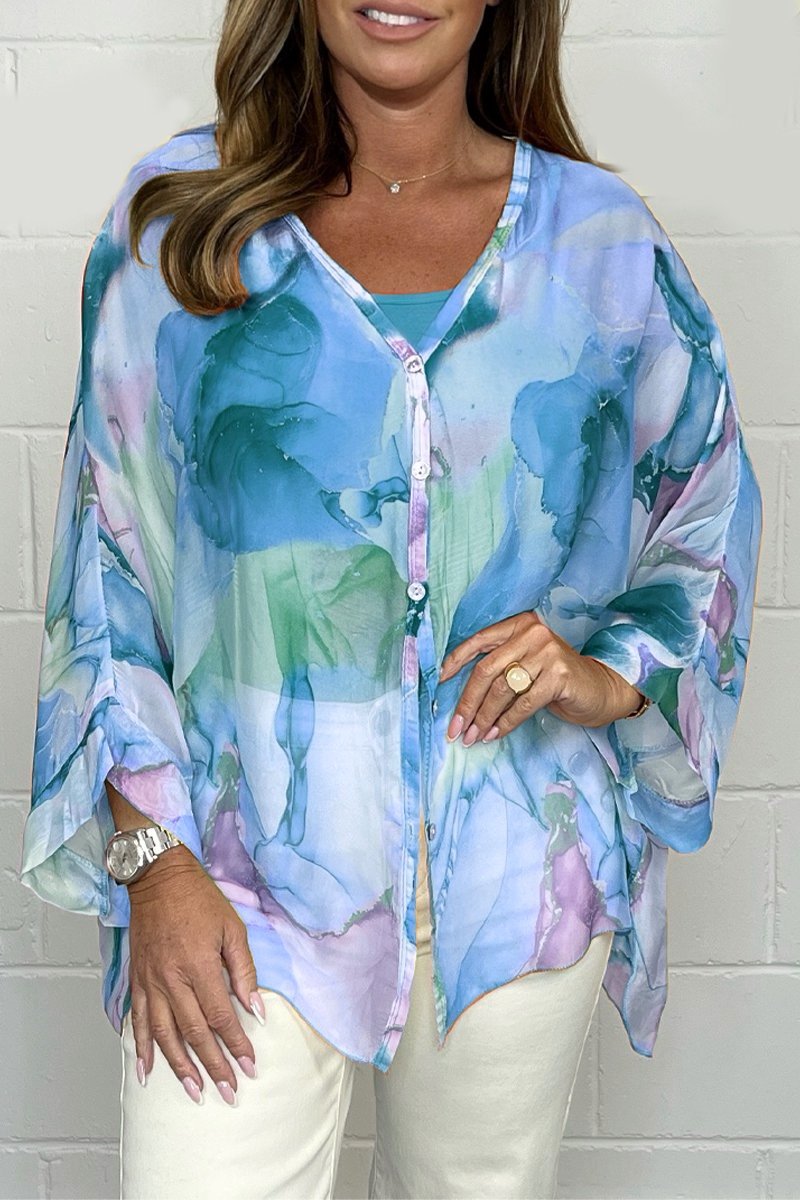 Chemise Femme Imprimée Manches Longues Oversize - Noa