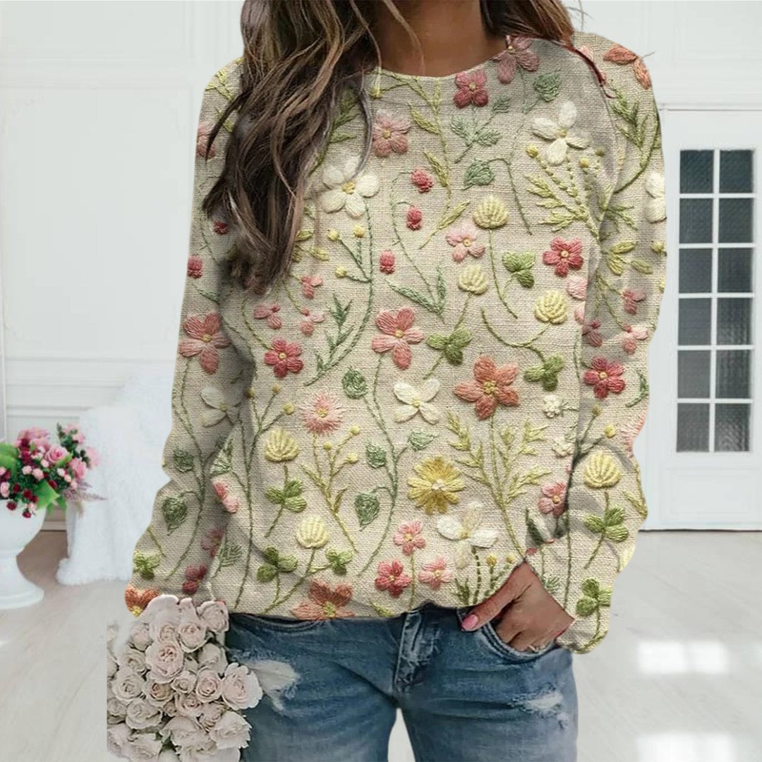 Marguerite - Pull Féminin Fleuri Brodé
