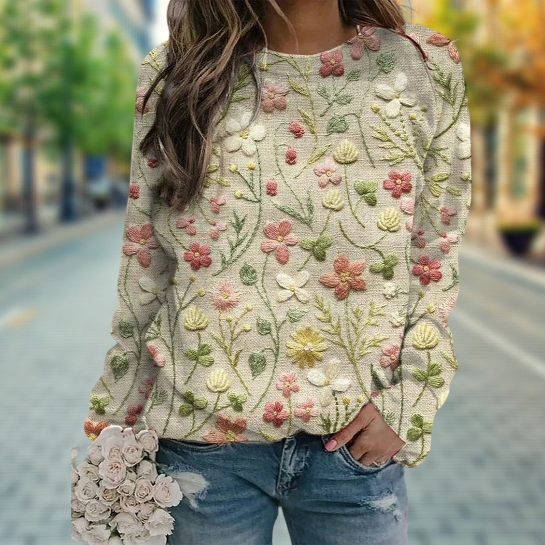 Marguerite - Pull Féminin Fleuri Brodé