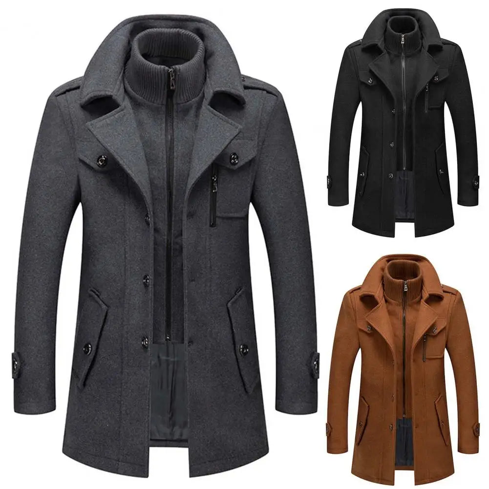 Laurent - Manteau Élégant Long Col Montant