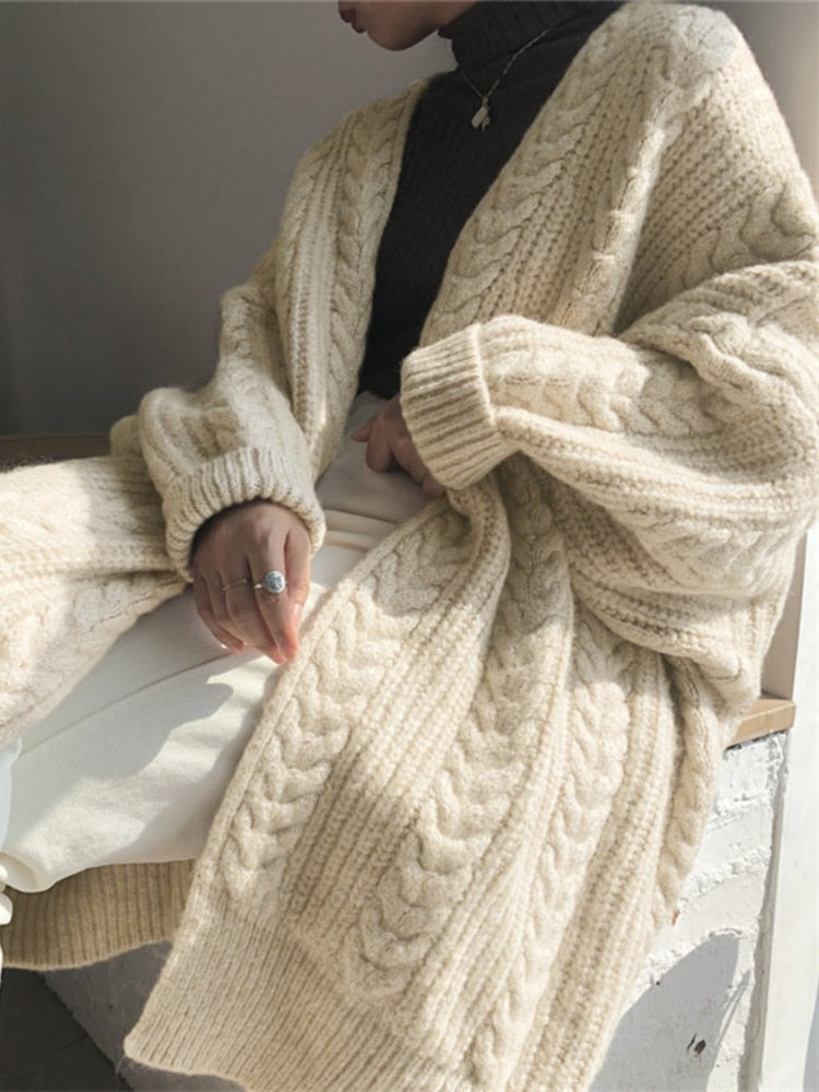 Valérie - Gilet Élégant Long Torsadé