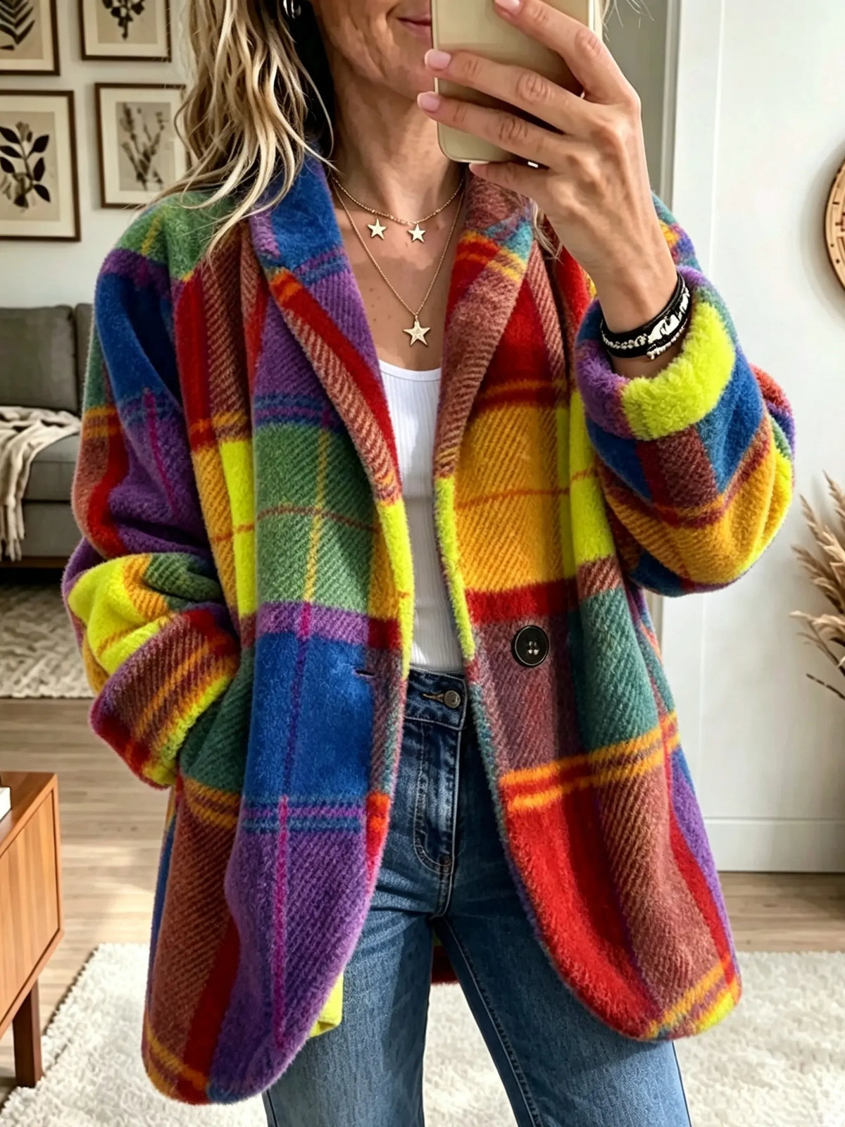 Léa | Manteau Chic Court Carreaux