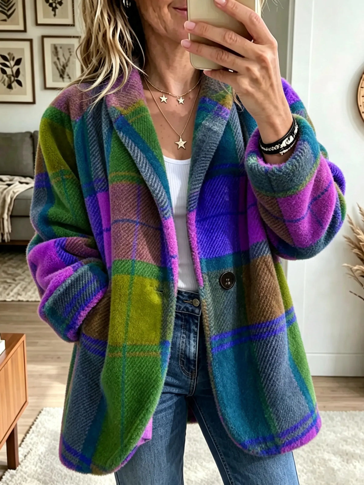 Léa | Manteau Chic Court Carreaux