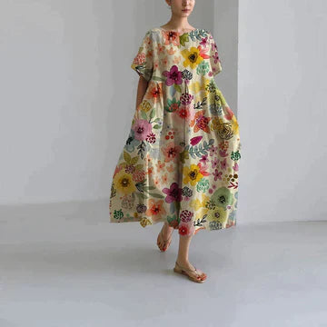 Robe longue à imprimé de fleurs multicolores pour femmes