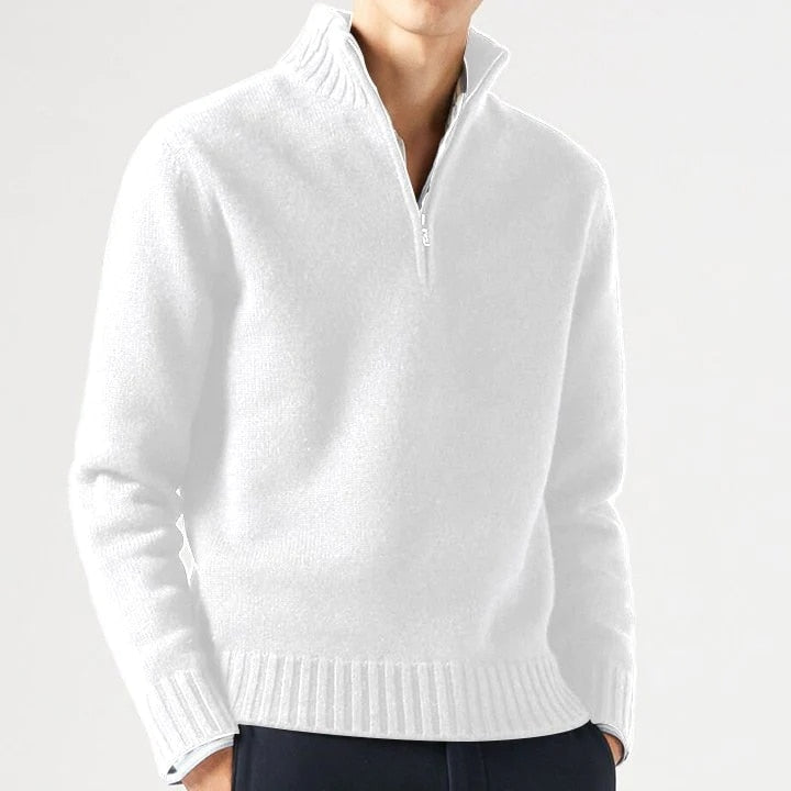 Vincent - Pull Élégant Col Montant Zippé