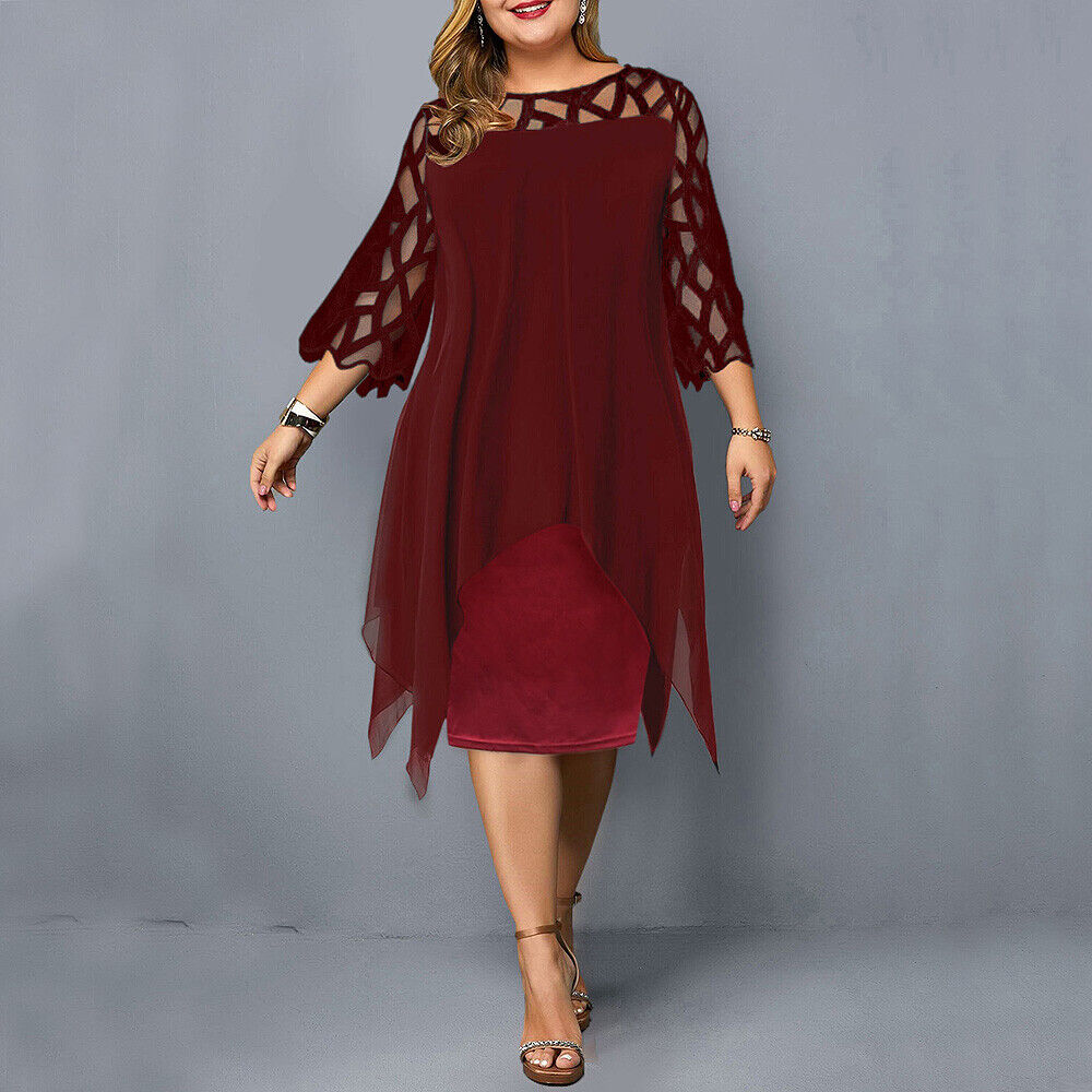Monique - Robe Mi-Longue Femme Élégante Grande Taille