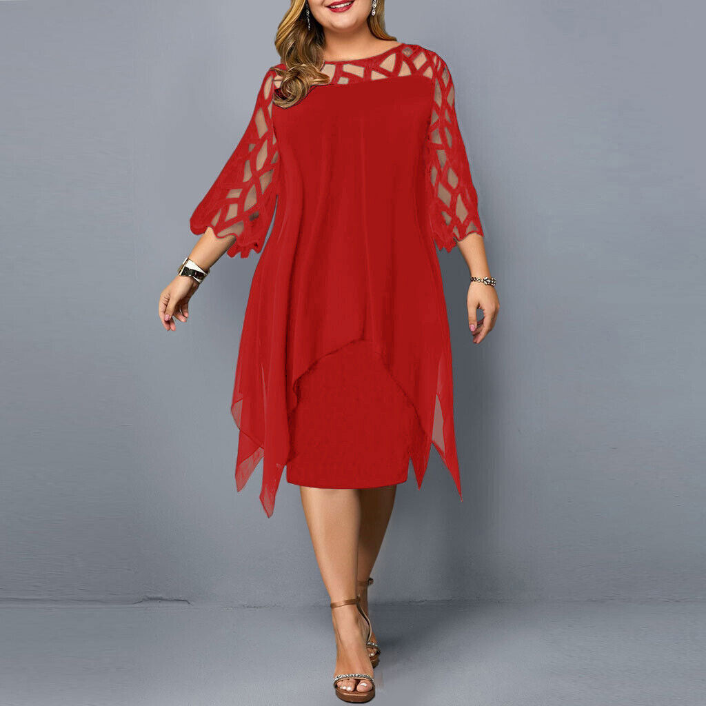 Monique - Robe Mi-Longue Femme Élégante Grande Taille