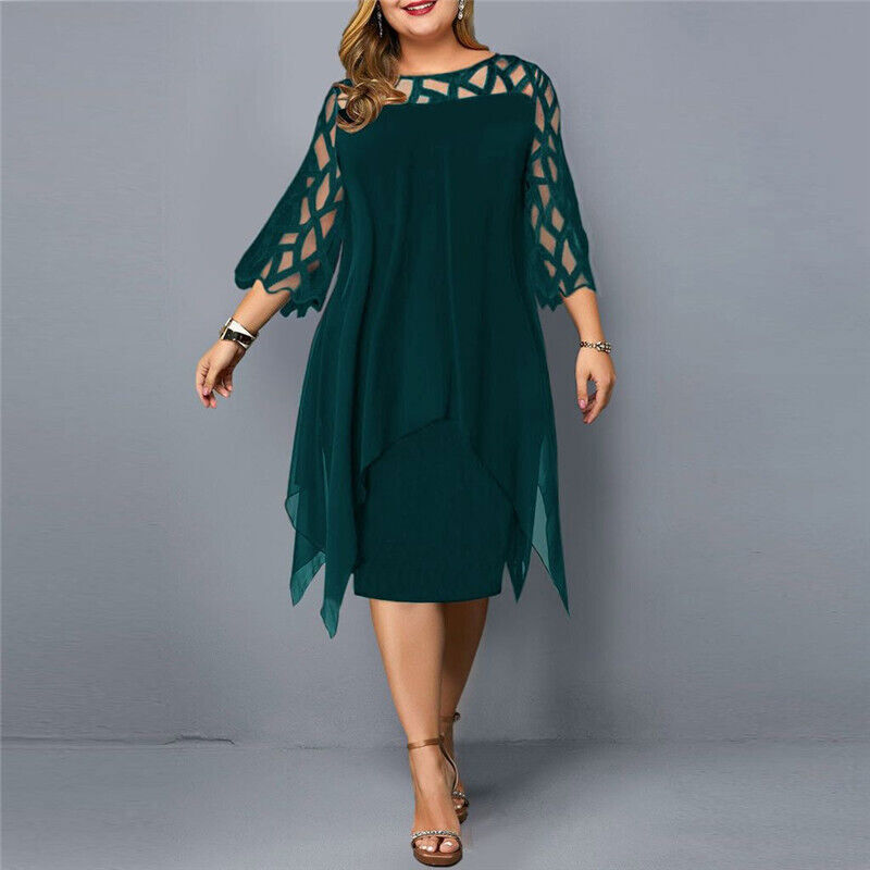 Monique - Robe Mi-Longue Femme Élégante Grande Taille