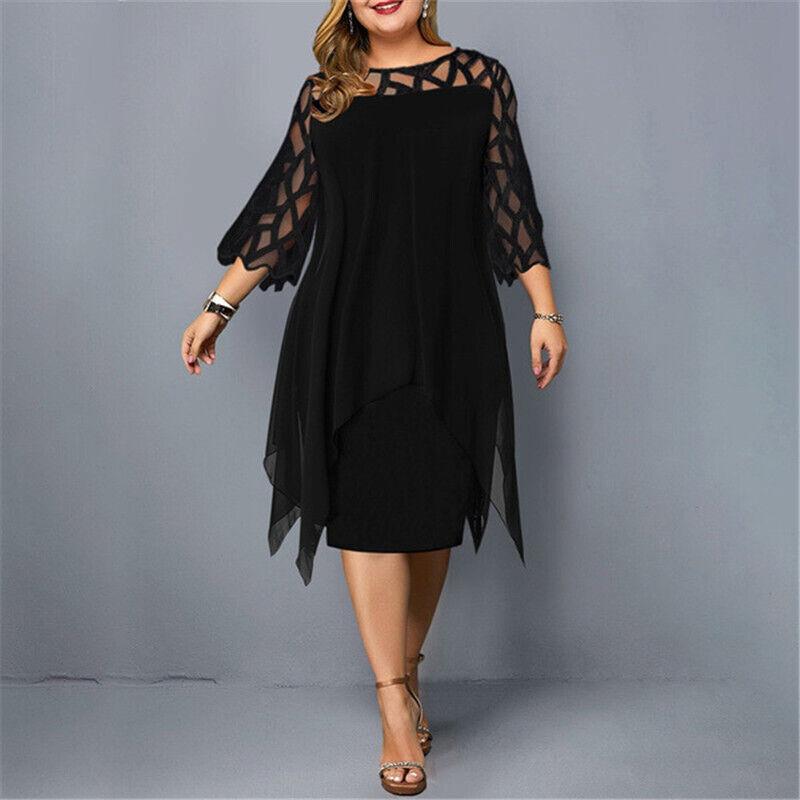 Monique - Robe Mi-Longue Femme Élégante Grande Taille