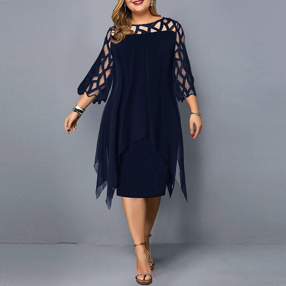Monique - Robe Mi-Longue Femme Élégante Grande Taille