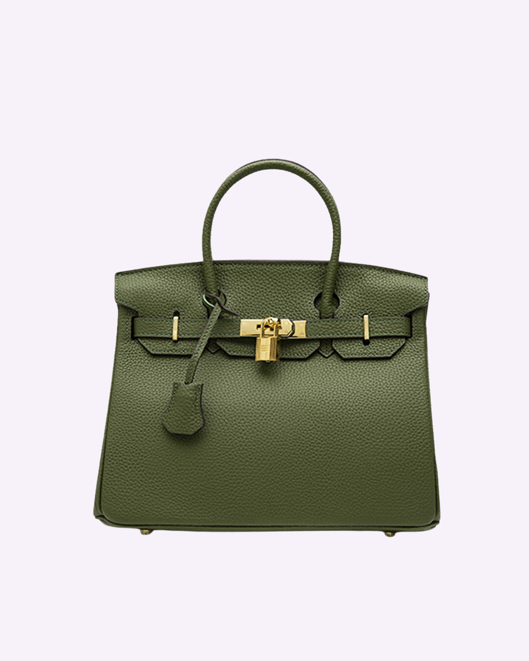 Sac à main en cuir vert olive avec fermoir doré élégant