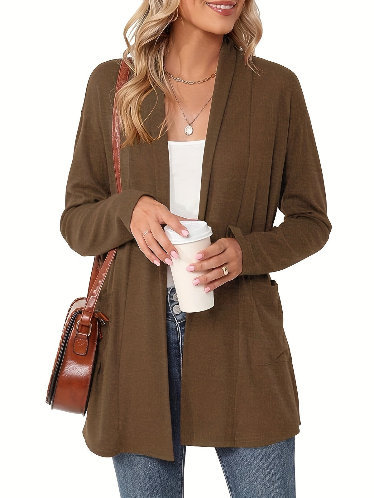 Camille - Gilet Élégant Long Poches