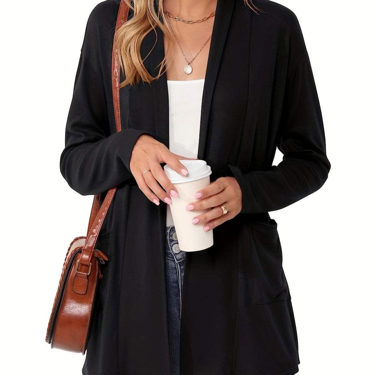Camille - Gilet Élégant Long Poches