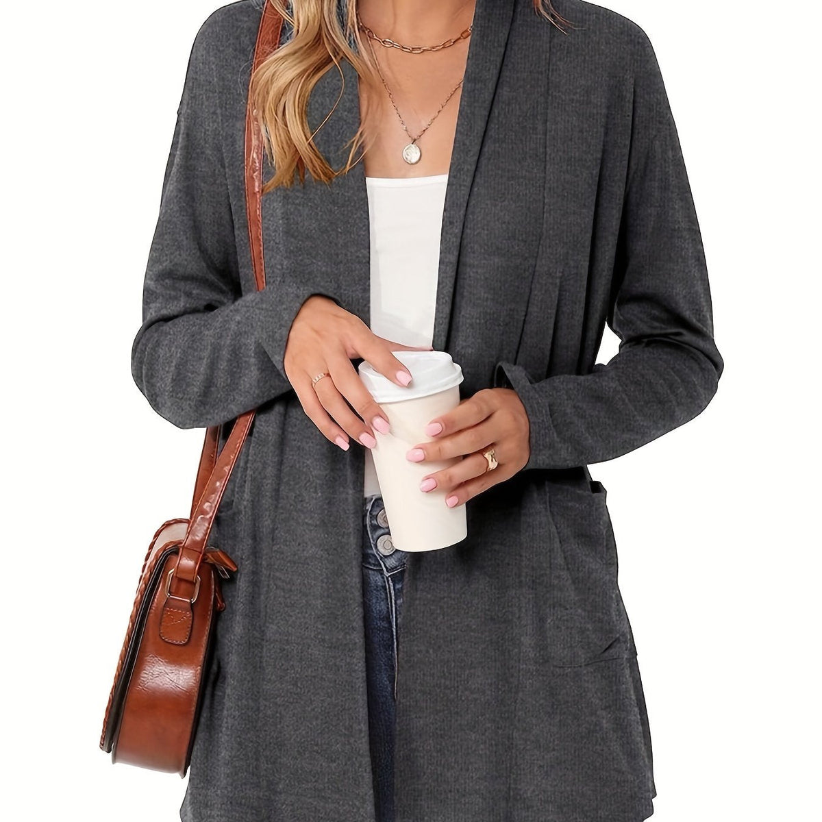 Camille - Gilet Élégant Long Poches