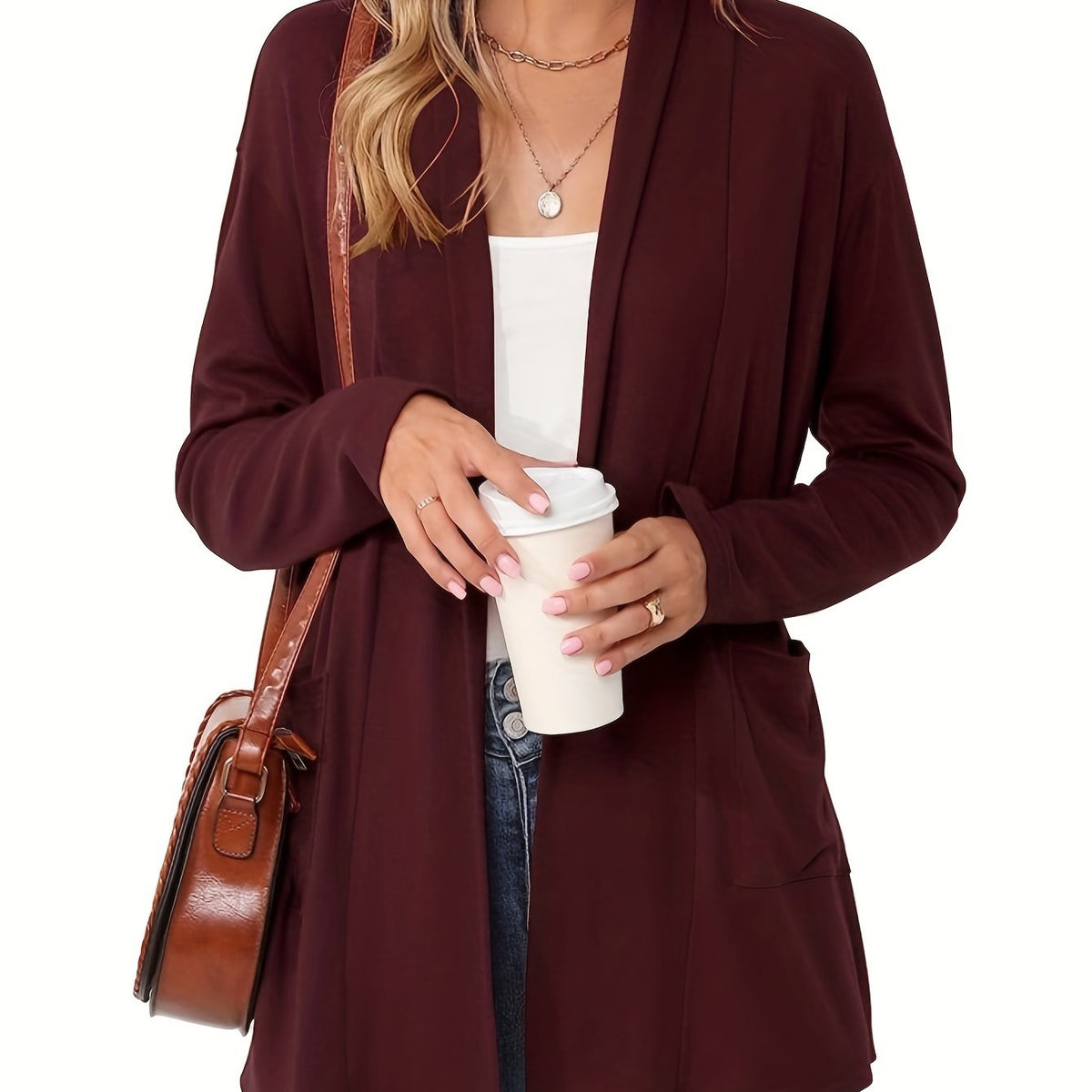 Camille - Gilet Élégant Long Poches