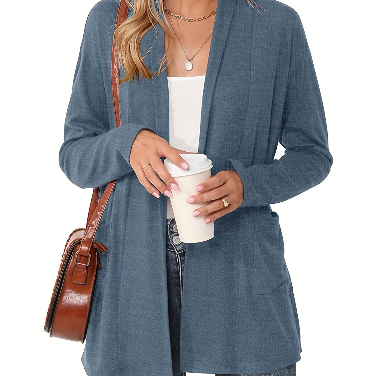 Camille - Gilet Élégant Long Poches