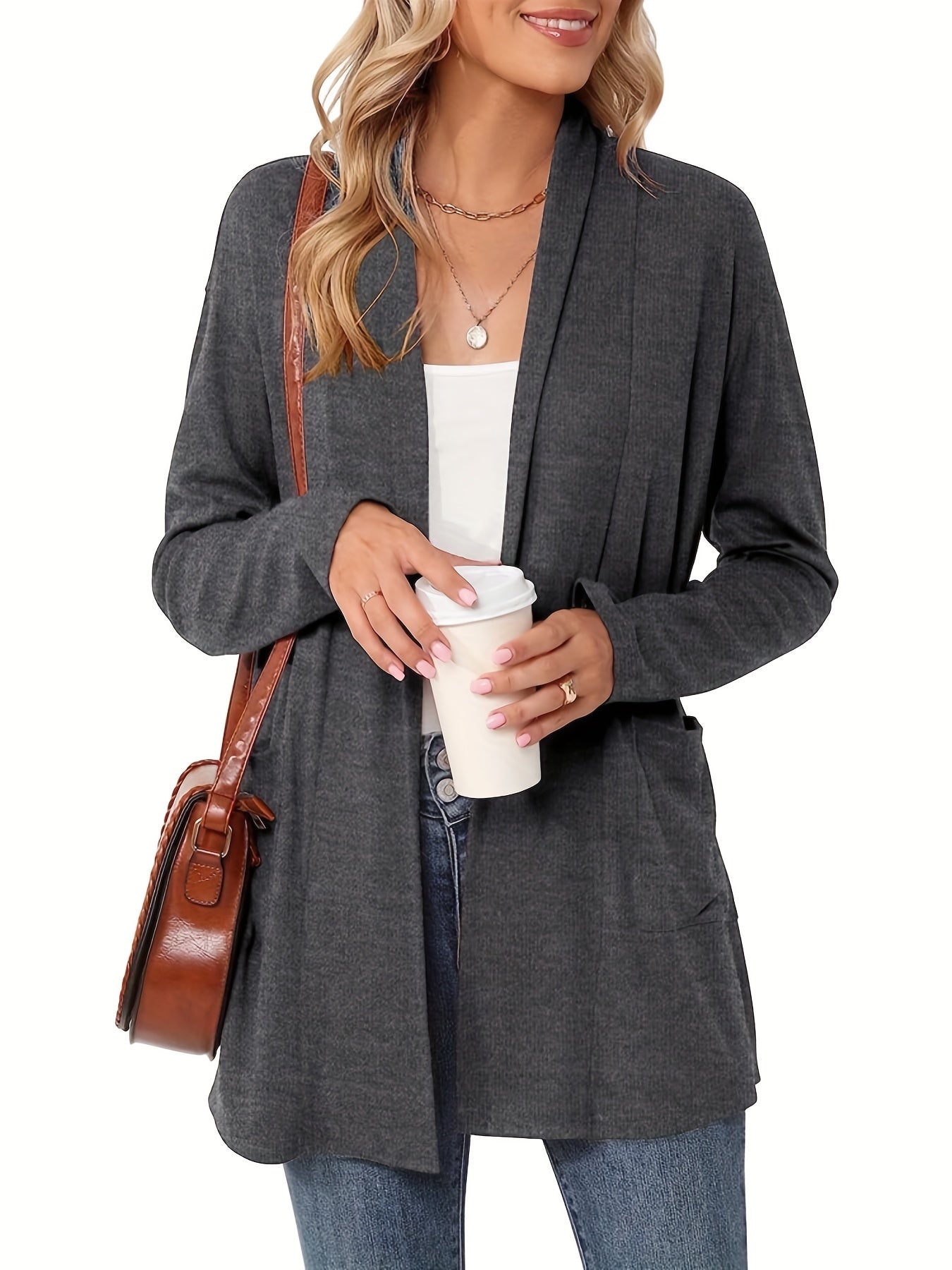 Camille - Gilet Élégant Long Poches