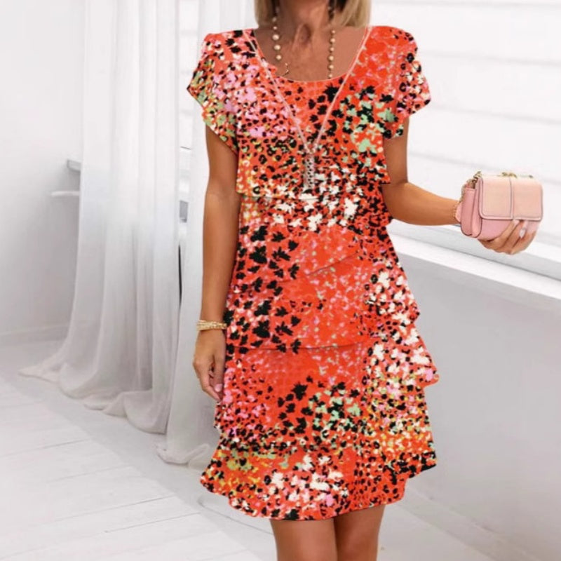 Chloé - Robe Courte Femme Léopard à Volants