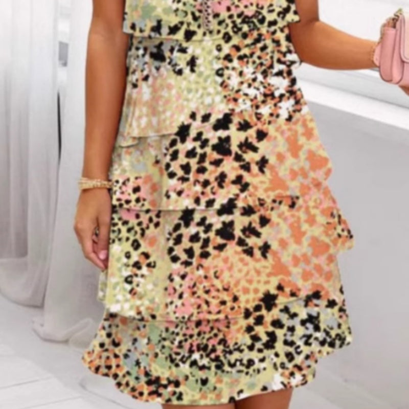 Chloé - Robe Courte Femme Léopard à Volants