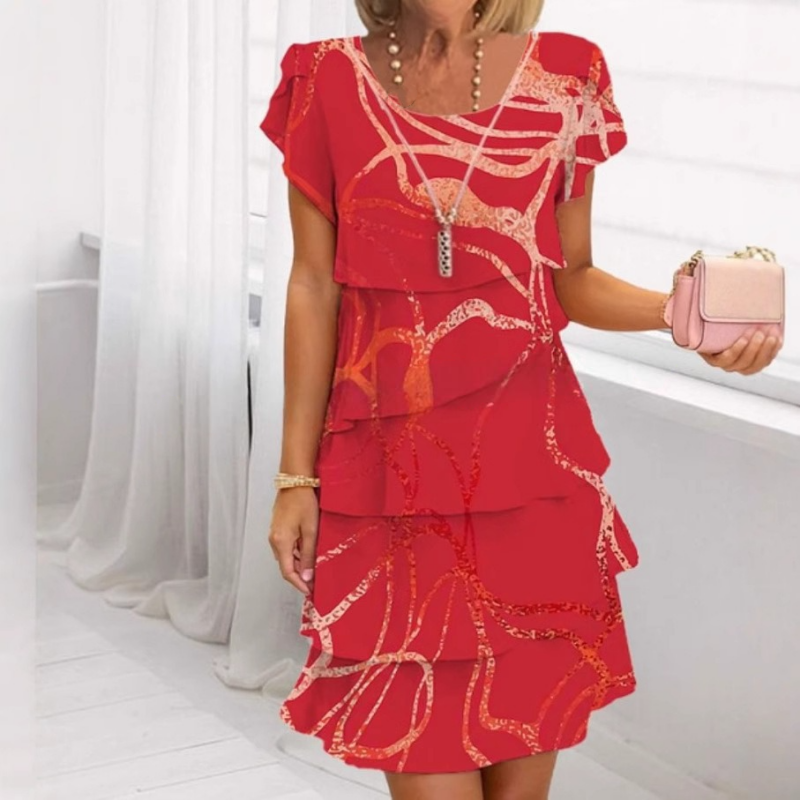 Robe Midi Femme à Volants Chic - Céline