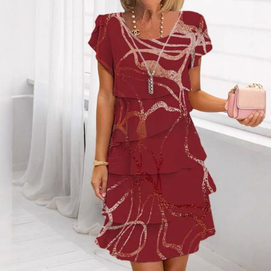 Robe Midi Femme à Volants Chic - Céline