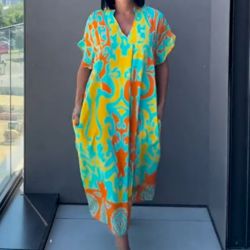 Nathalie - Robe Caftan Femme Ample Imprimée