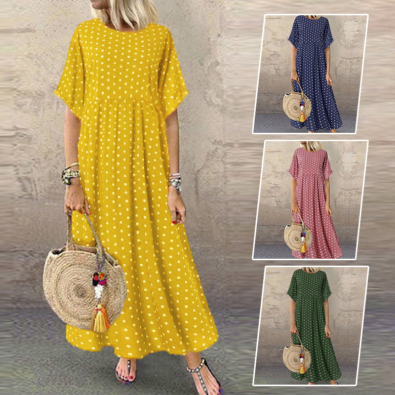 Sylvie - Robe Longue Femme à Pois Bohème